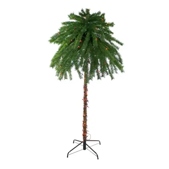 6ft. Pre-Lit Artificial Tropical Outdoor Patio Palm Tree, Multicolor Lights {1}