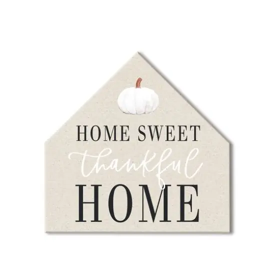 Home Sweet Thankful Home House Shaped Hanging Canvas {1}