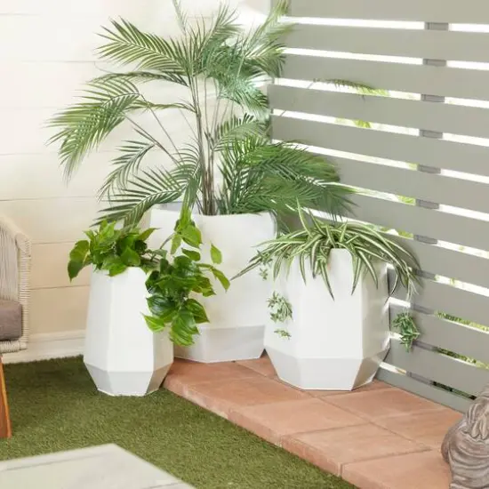 White Modern Planter, Set of 3" 20", 16", 10" {9}