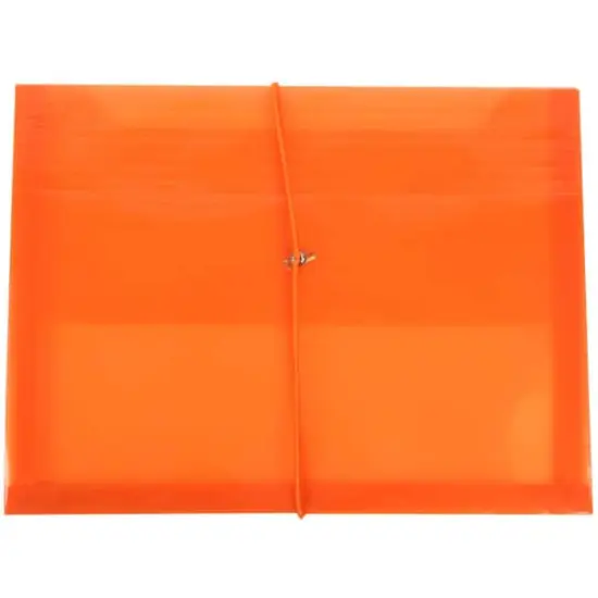 JAM Paper 9.75" x 13" Plastic Elastic Band Closure Expansion Envelopes, 12ct. Orange {1}