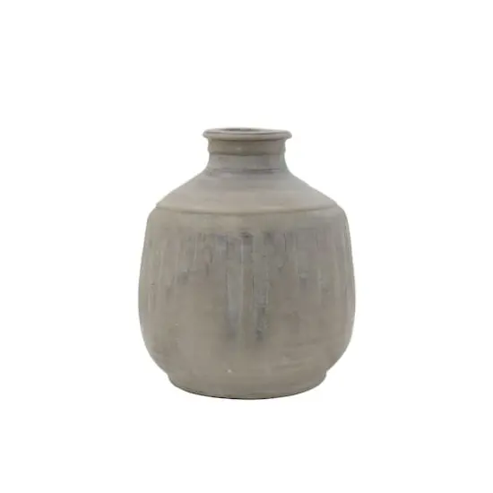 Hello Honey® 10'' Gray Terracotta Vase with Distressed Blue Design {1}