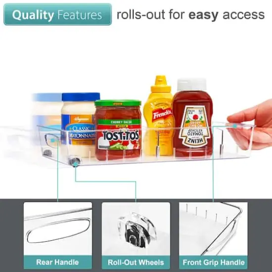 Sorbus Clear Organizing Bins on Wheels with Removable Dividers Set {4}