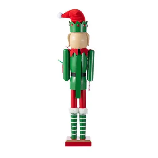 Glitzhome&reg; 23.5"H Wooden Christmas Elf Dog Nutcracker {8}