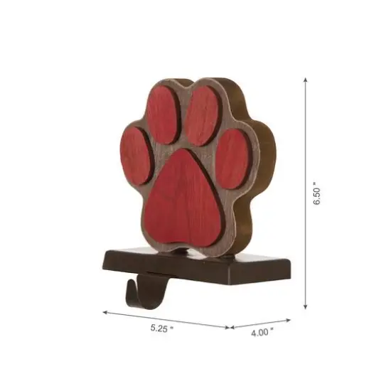 Glitzhome&reg; Paw Print Christmas Stocking Holder Set {6}