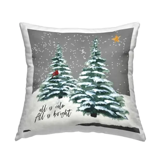 Stupell Industries All Is Calm & Bright Winter Trees Throw Pillow {1}