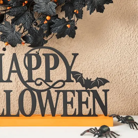 Glitzhome&reg; 18" Happy Halloween Wood and Metal Table D&eacute;cor {5}