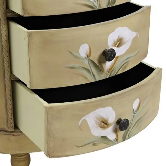4-Drawer Antique Accessory Table with Calla Lily Floral Art {10}