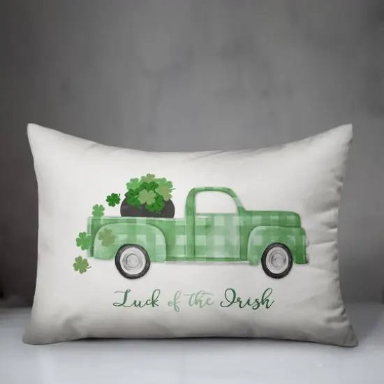 Plaid Green Truck Luck Pillow 14" x 20" Throw Pillow {4}