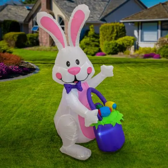 4ft. Inflatable Waving Easter Bunny {3}