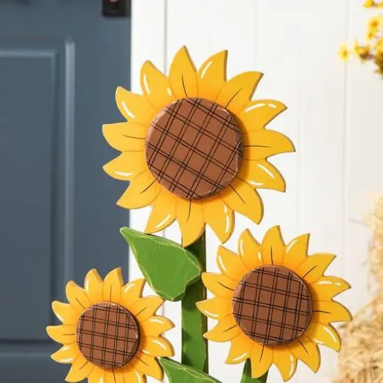 Glitzhome&reg; 29" Fall Wood Sunflowers Porch D&eacute;cor {4}