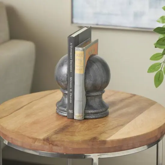 7" Black Marble Globe Sleek Orb Decorative Bookends, 2ct. {10}