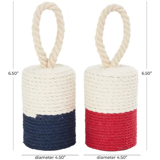 Cream Cotton Buoy Coiled Colorblock Sculpture Set {4}