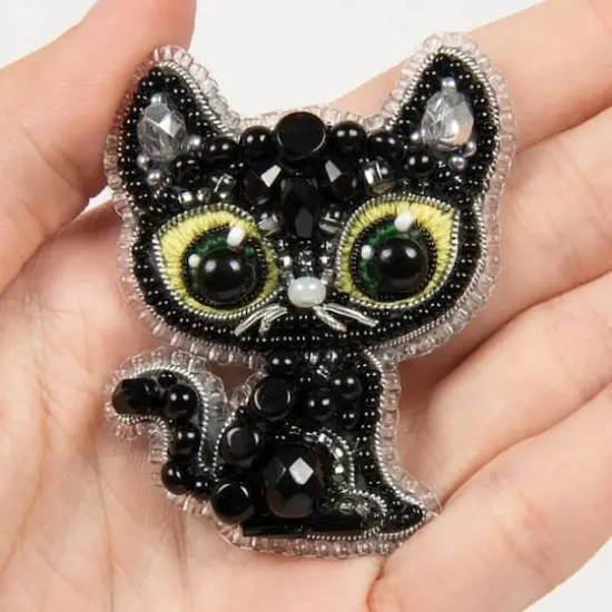 Crystal Art Beadwork Kit For Creating Broоch Black Cat {5}