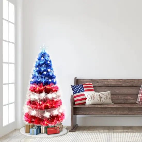 4ft. Fiber Optic Patriotic Artificial Christmas Tree {3}