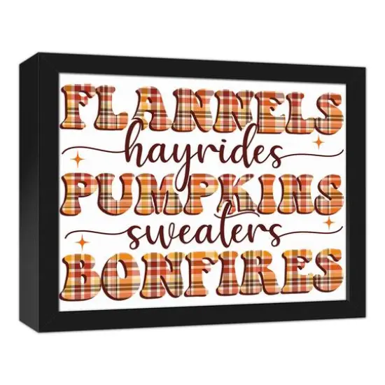 Retro Plaid Typography 15.73" x 12.73" Black Framed Canvas {3}