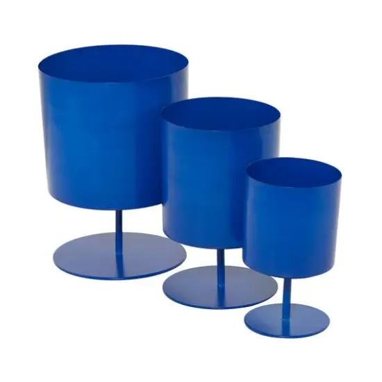 Metal Modern Planters Set Blue {7}