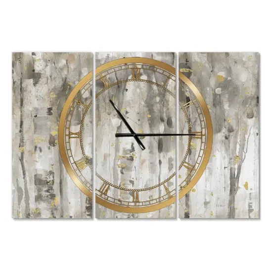 Designart The Modern Gray Forest III Multipanel Wall Clock {1}