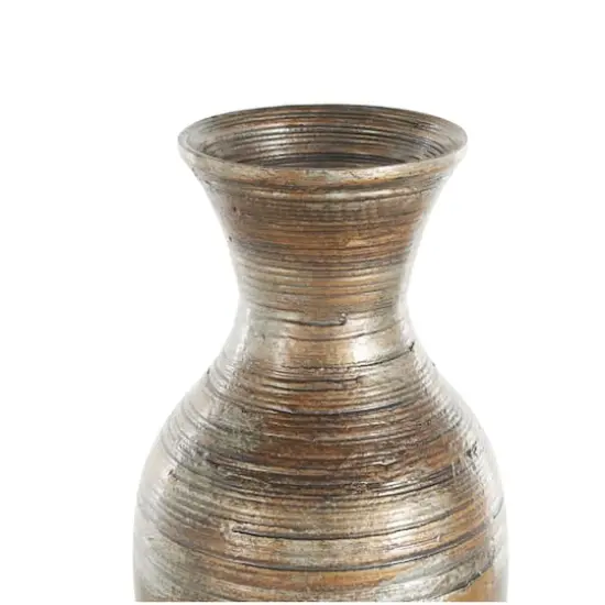 Brown Bamboo Wood Antique Inspired Vase {6}