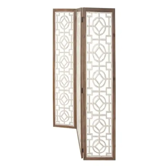White Wood Farmhouse Room Divider Screen, 72" x 54" x 1" {3}