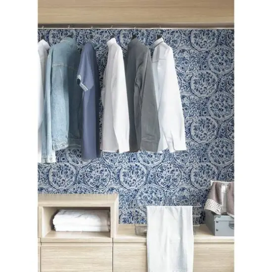 Caroline et Bettina Blue Camille Peel & Stick Wallpaper {5}