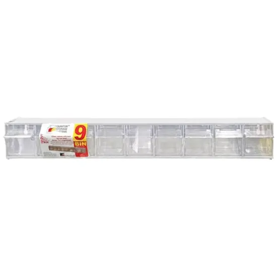 Quantum Storage Systems&reg; 3.125" x 23.625" White 9 Compartment Storage Box with Clear Tip Out Bins {1}