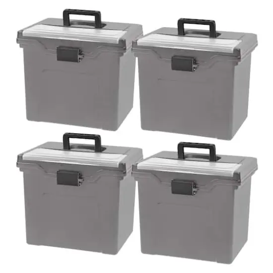 Iris&reg; Gray, Portable File Box Letter Size, 4 Ct {1}