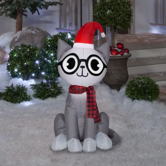 3.5 ft. Airblown&reg; Small Nerdy Cat {3}