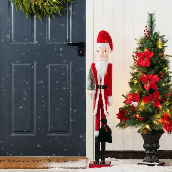 Glitzhome&reg; 42"H Wooden Christmas Santa Nutcracker {4}