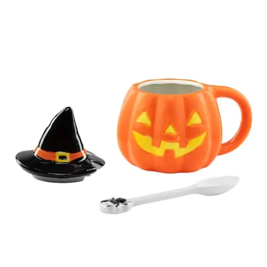 Mr. Halloween Lidded Jack-O-Lantern Mug with Spoon {3}
