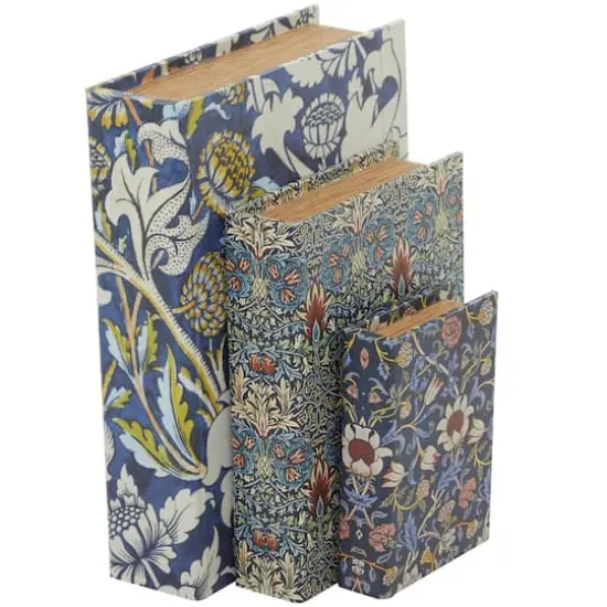 Blue Floral Canvas Faux Book Box Set {1}