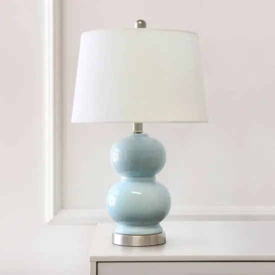 Lalia Home 21" Light Blue Dual Orb Table Lamp with Fabric Shade {5}