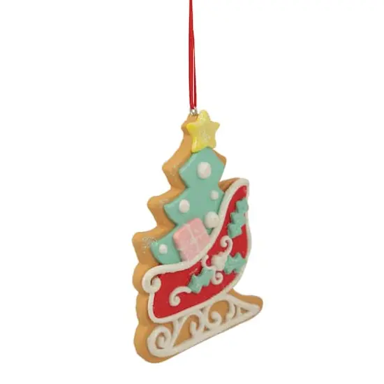 3.5" Glittered Sleigh Cookie Ornament {4}