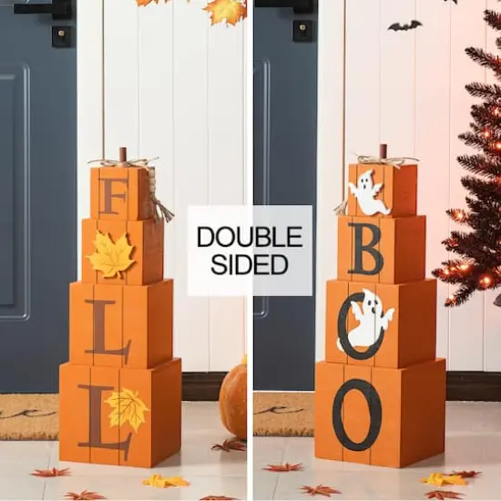 Glitzhome&reg; 25.5" Double-Sided Wood Fall & Halloween Porch D&eacute;cor {3}