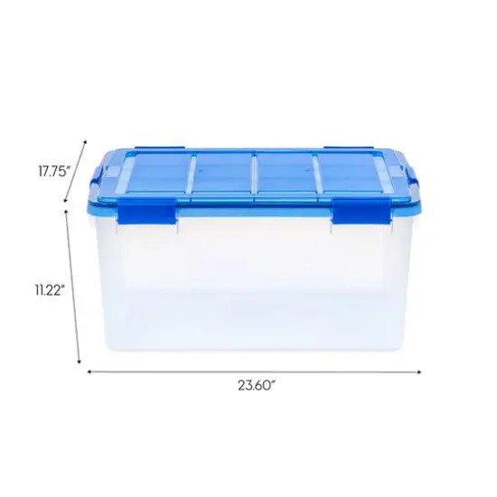 IRIS 15gal. Clear Plastic Storage Boxes with Blue Lid, 4ct. {4}