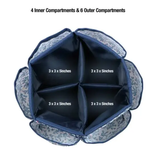 SINGER&reg; Navy Floral Print Sewing Spinning Tabletop Organizer {4}