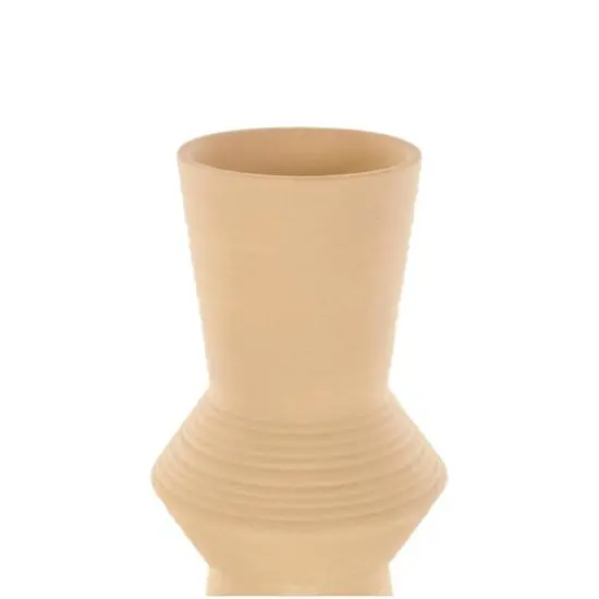 Ceramic Ribbed Cone Shaped Vase Set Brown {6}