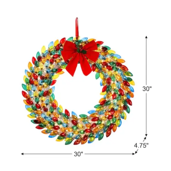 Mr. Christmas 30" Multicolor LED Retro C9 Bulb Wreath {4}