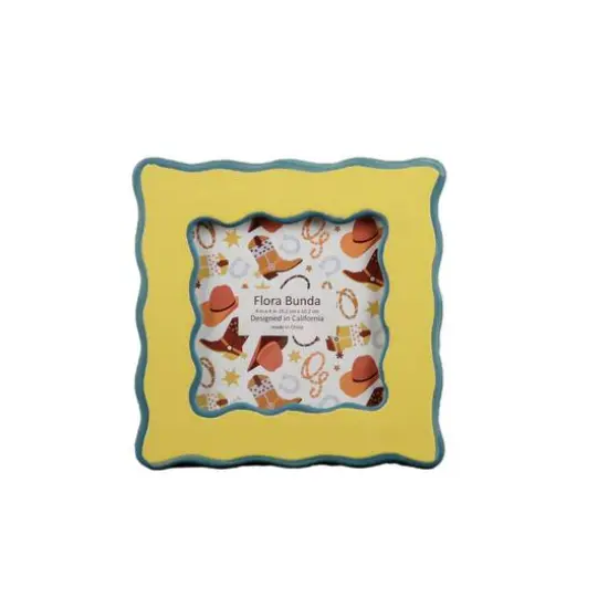 Flora Bunda&reg; 4" x 4" Two Tone Yellow Wavy Ceramic Frame {1}
