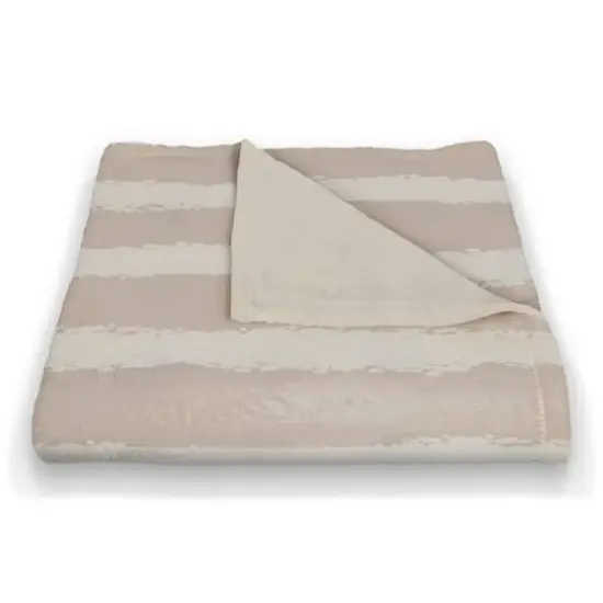 Stripes Coral Fleece Blanket Gray/White {3}