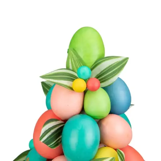 17" Colorful Easter Egg Tree in Yellow Gingham Pot {6}