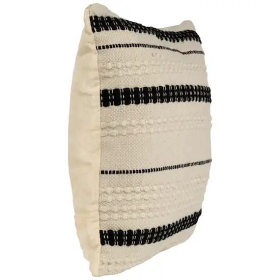 White & Black Outdoor Handloom Woven Square Cushion {5}