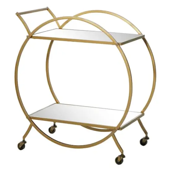 Gold Iron & Mirror Contemporary Bar Cart {3}