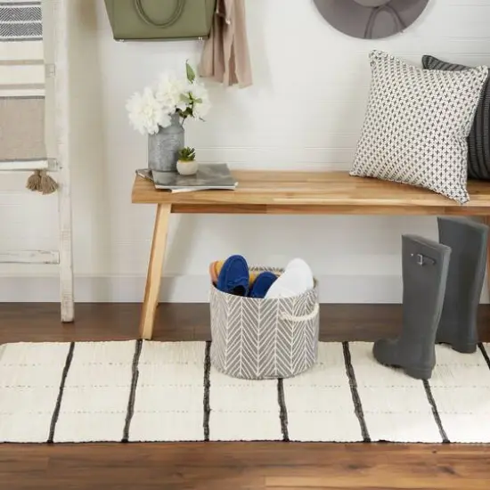 DII&reg; Small Gray Herringbone Round Fabric Bin {2}