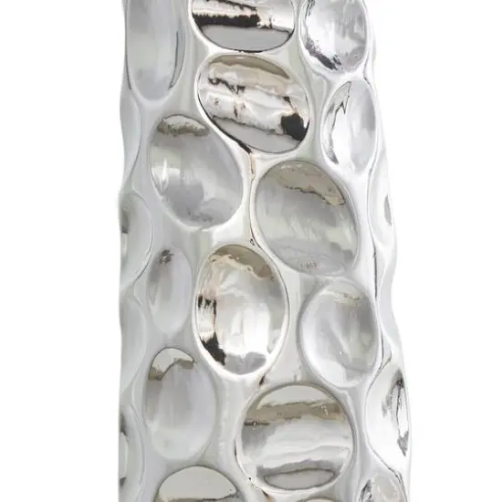 3ft. Silver Ceramic Geometric Bubble Vase with Concaved Circles {6}
