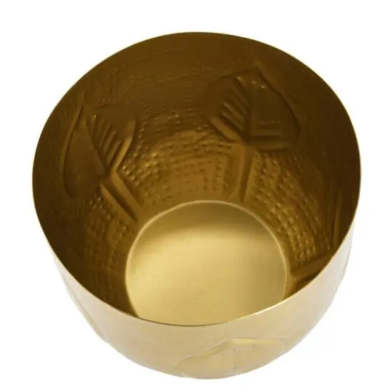 Hello Honey&reg; Antique Gold Debossed Metal Planter Set {11}