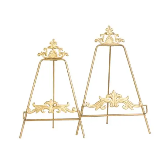 Gold Metal Ornate Arabesque Scroll Tabletop Easel Set {3}