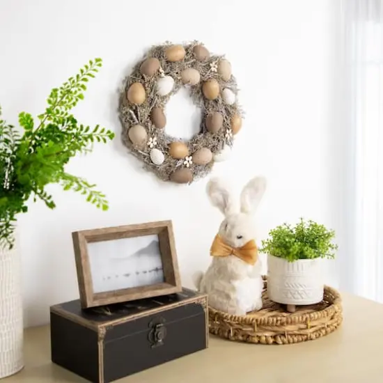 12" Natural Earth Speckled Egg Easter Twig Wreath {3}