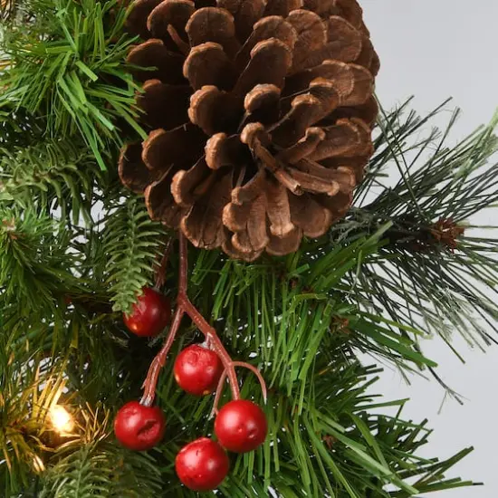 9&rsquo; x 10" Pre-lit "Feel-Real" Artificial Christmas Colonial Garland with Berries, Cones and 50 Clear Lights {6}