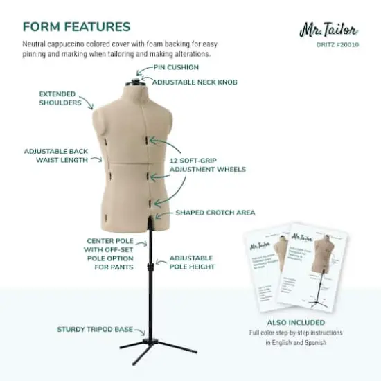 Dritz&reg; Mr. Tailor Male Dress Form with Adjustable Tri-Pod Stand {5}
