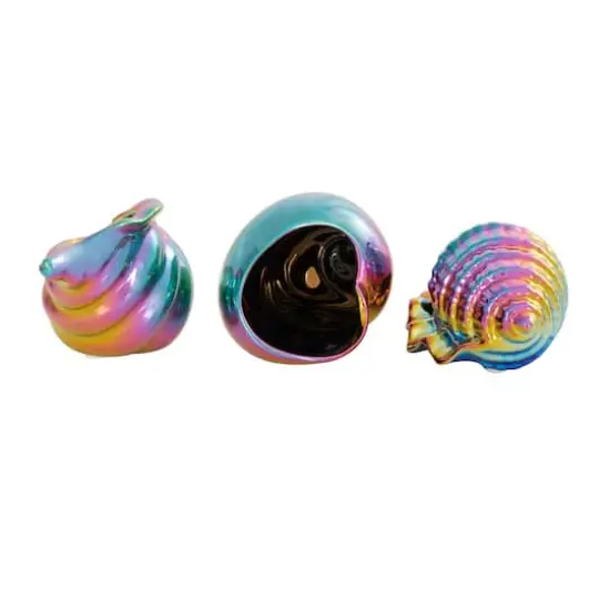 Rainbow Ceramic Shell Sculpture Set {4}